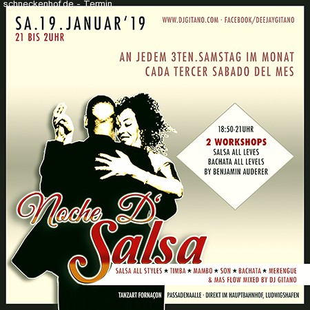Noche D'Salsa · An jedem 3ten.Samstag Werbeplakat