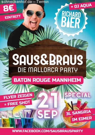 Saus&Braus die Mallorca Party - Mannheim Werbeplakat