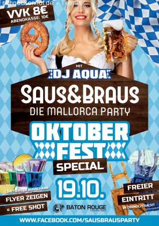 SAUS&BRAUS - Die Mallorca Party - Oktobe Werbeplakat