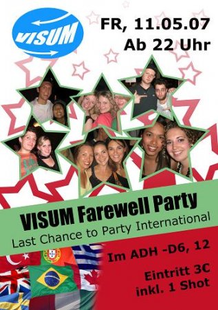 VISUM Farewell Party Werbeplakat