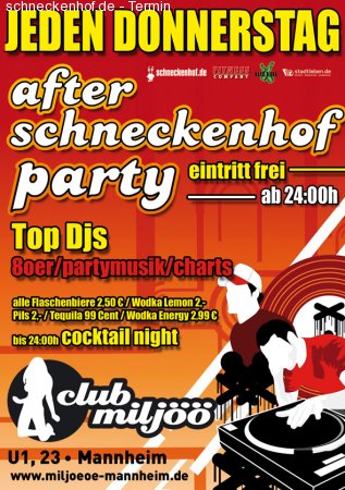 After Schneckenhof Party Werbeplakat