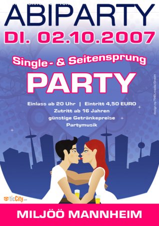 Single- und Seitensprung Party Werbeplakat