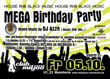 Mega Birthday Party Werbeplakat