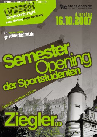 Semester Opening der Sportstud Werbeplakat