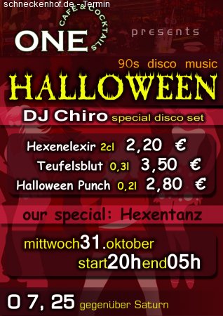 90s disco Halloween @  One Werbeplakat