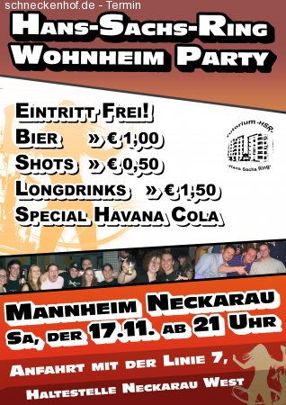 große Wohnheimparty Werbeplakat