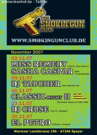 DJ Cruse@Smokin Gun Club Werbeplakat