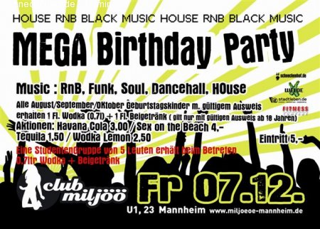 Mega Birthday Party Werbeplakat