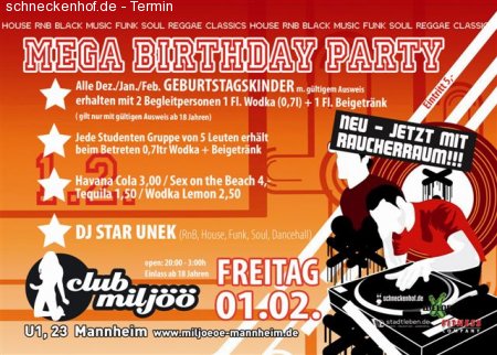 Mega Birthday Party Werbeplakat