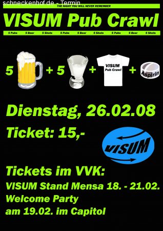 VISUM Pub Crawl-Kneipentour Werbeplakat