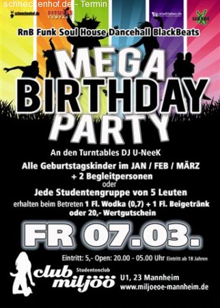 Mega Birthday Party Werbeplakat