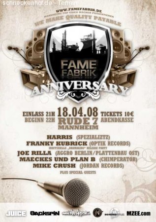 famefabrik anniversary jam Werbeplakat