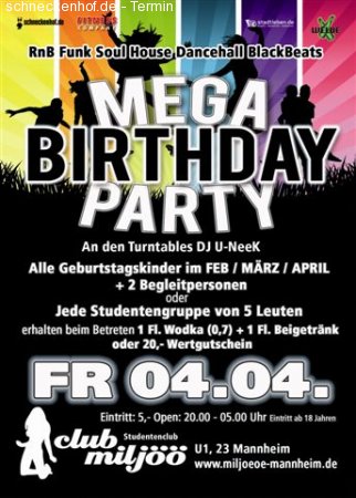 Mega Birthday Party Werbeplakat