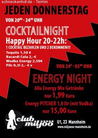 Cocktail & Energy Night Werbeplakat