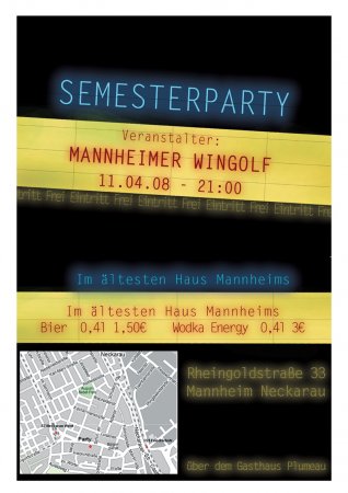 Semesterparty Werbeplakat