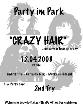 party im park -crazy hair- Werbeplakat