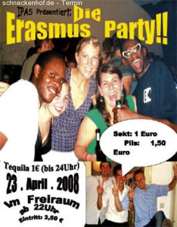 Die Erasmus Party Werbeplakat