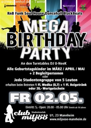 Mega Birthday Party Werbeplakat