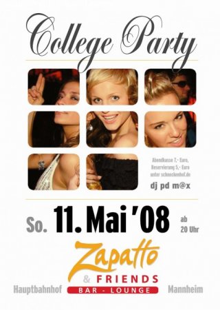 COLLEGE PARTY@ZAPATTO Werbeplakat