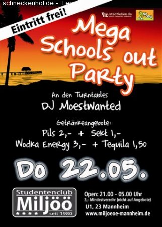 Mega Schools out Party Werbeplakat