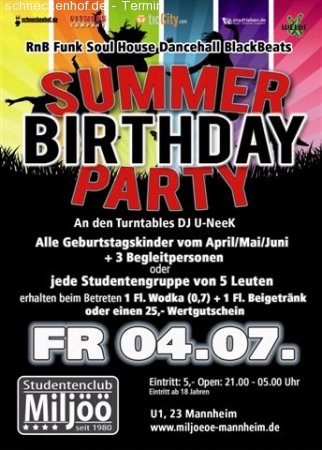 Summer  Birthday Party Werbeplakat