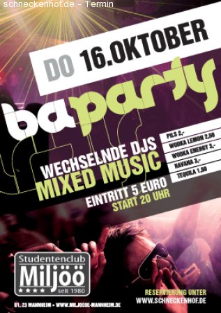 BA Party Werbeplakat