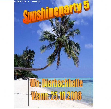 Sunshineparty in Dierbach Werbeplakat