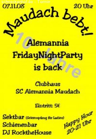 Alemannia FridayNight Party Werbeplakat