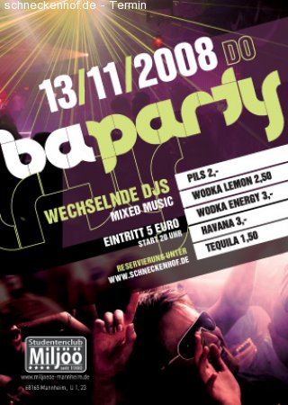 BA Party Werbeplakat