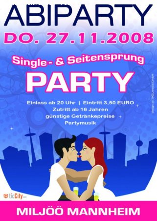 Single- und Seitensprung Party Werbeplakat