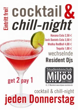 Cocktail & Chill Night Werbeplakat
