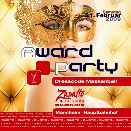 AWARD PARTY MASKENBALL Werbeplakat