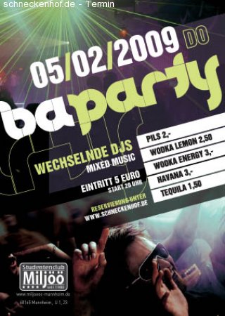 BA Party Werbeplakat