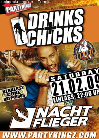 PARTYKINGZ' DRINKS & CHICKS Werbeplakat