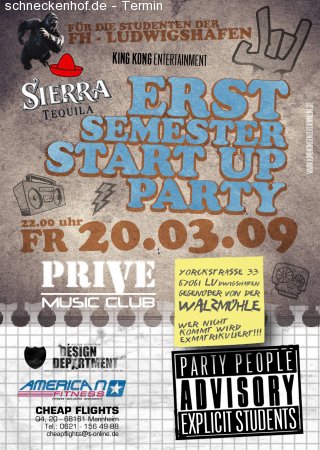 Erst Semester Start up Party Werbeplakat