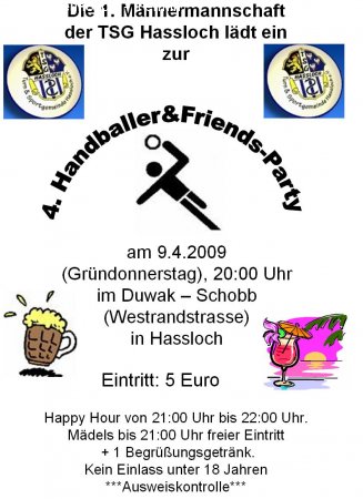 Handballer & Friends Party Werbeplakat