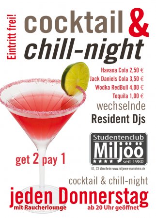 Cocktail& Chill Night Werbeplakat