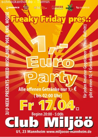 1,- Party Werbeplakat