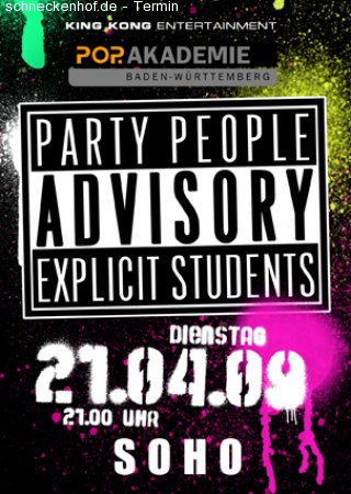 Semesterparty Popakademie Werbeplakat