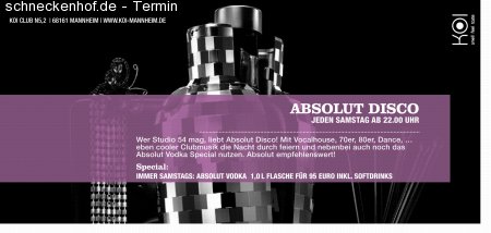 Absolut Disco - Cocktail Spec. Werbeplakat