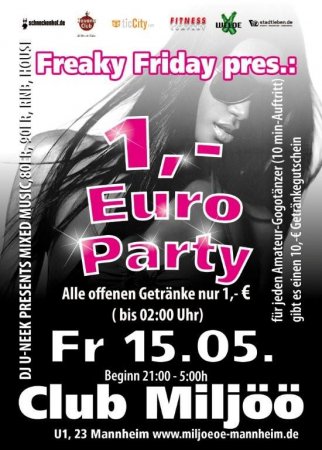 1,- Party Werbeplakat