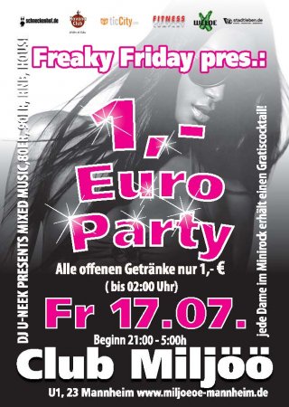 1 EURO PARTY Werbeplakat