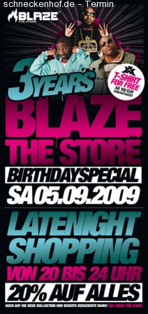 Blaze B-Day und Latenightshopp Werbeplakat