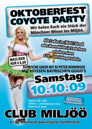 Oktoberfest Coyote Party Werbeplakat