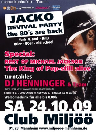 Jacko Revival Party Werbeplakat