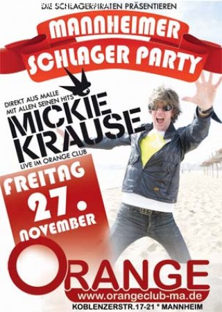 Schlagerparty mit MickieKrause Werbeplakat