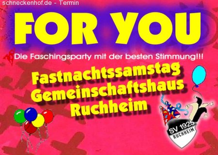 For You Faschingsparty Werbeplakat