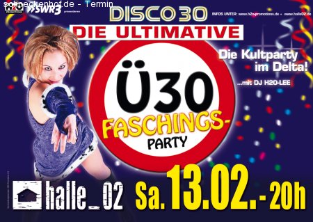 Ü-30 Faschings Party Werbeplakat