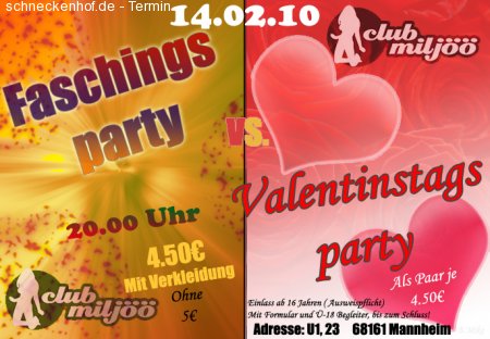 Fachings- VS. Valentinstags-Party Werbeplakat