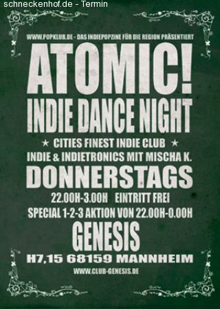 Atomic! Indie Dance Night Werbeplakat